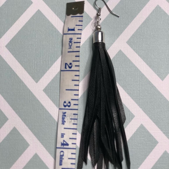Vegan Leather Fringe Earrings-Pierced & Clip On 🔥 - Picture 7 of 7